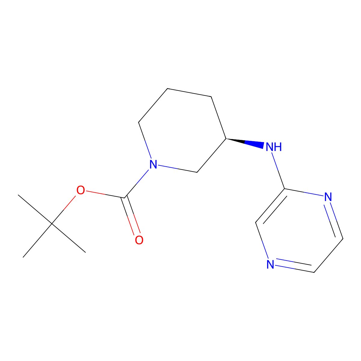 (R)-tert-butyl 3-(pyrazin-2-ylamino)piperidine-1-carboxylate molecular structure, CAS 1421047-07-5