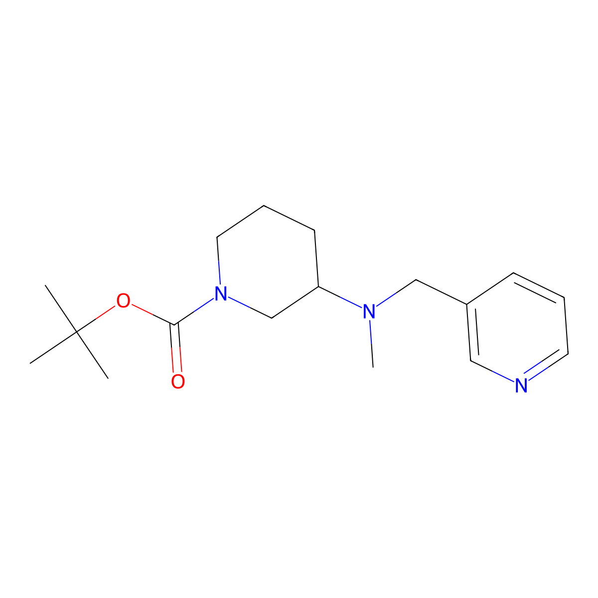 (R)-tert-butyl 3-(methyl(pyridin-3-ylmethyl)amino)piperidine-1-carboxylate molecular structure, CAS 1421049-62-8