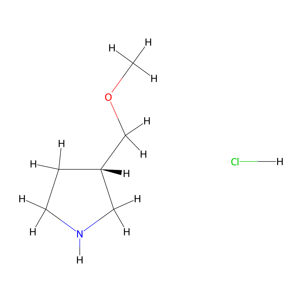 (S)-3-(methoxymethyl)pyrrolidine hydrochloride molecular structure, CAS 1421050-43-2