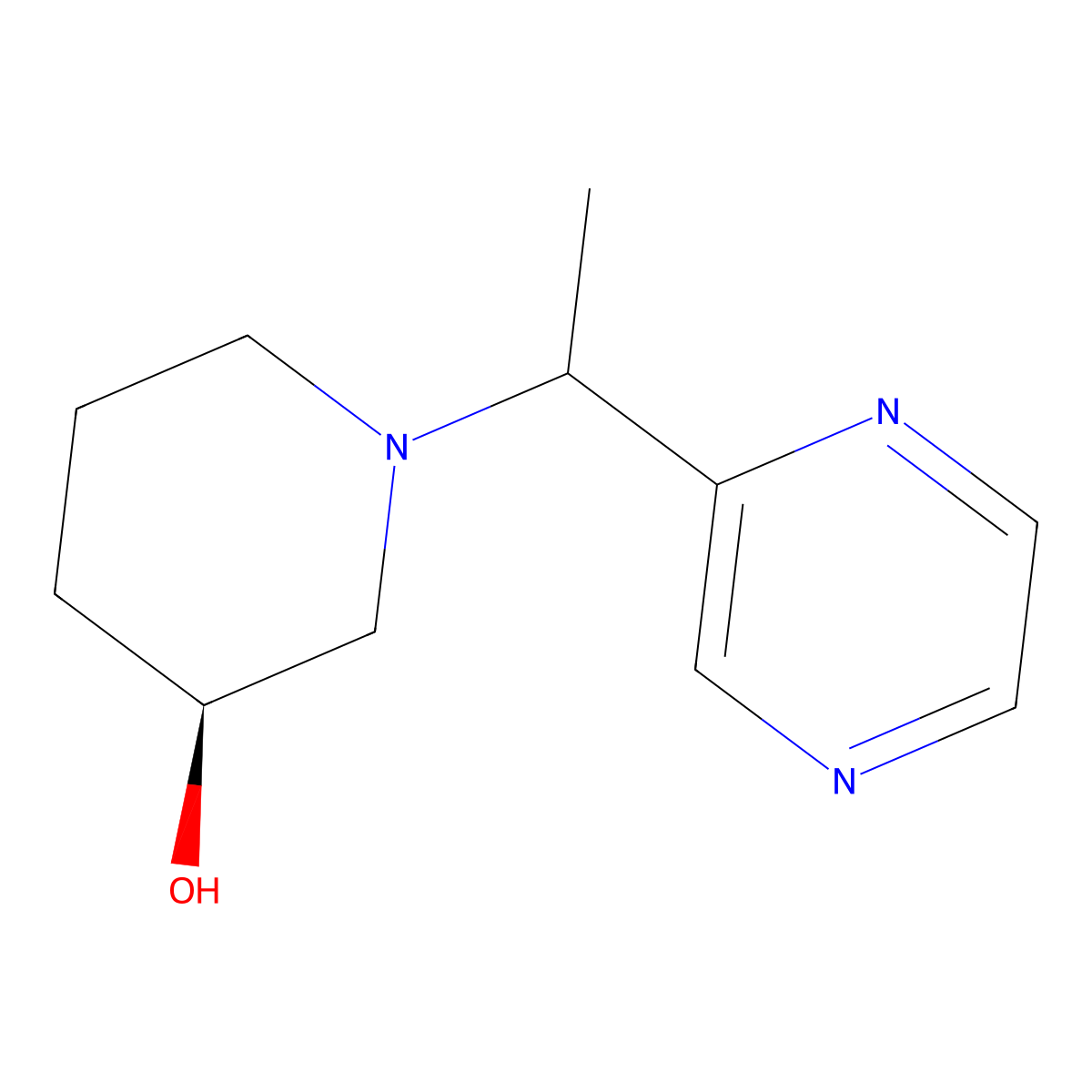 (3S)-1-(1-(pyrazin-2-yl)ethyl)piperidin-3-ol molecular structure, CAS 1421055-41-5