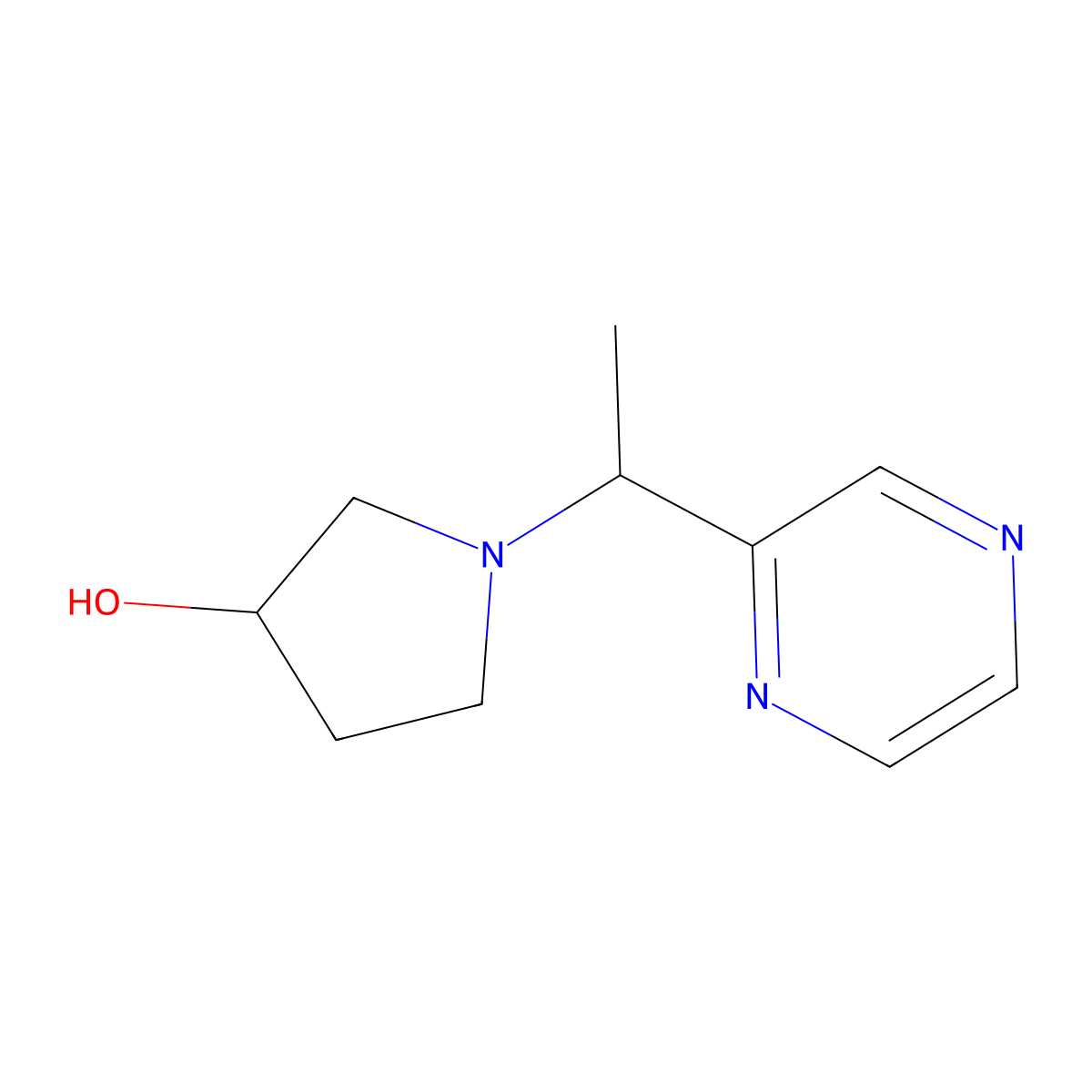 (3R)-1-(1-(pyrazin-2-yl)ethyl)pyrrolidin-3-ol molecular structure, CAS 1421055-56-2