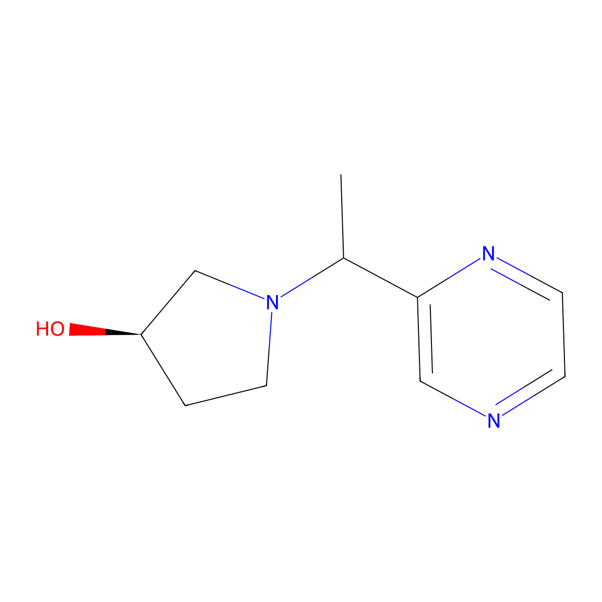 (3R)-1-(1-(pyrazin-2-yl)ethyl)pyrrolidin-3-ol molecular structure, CAS 1421055-56-2