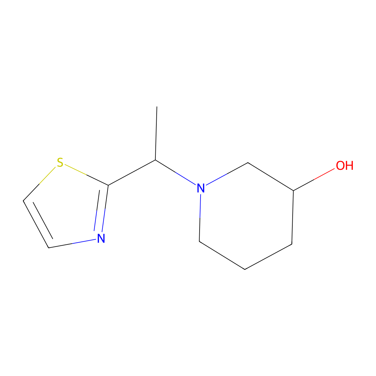 (3S)-1-(1-(thiazol-2-yl)ethyl)piperidin-3-ol molecular structure, CAS 1421057-11-5