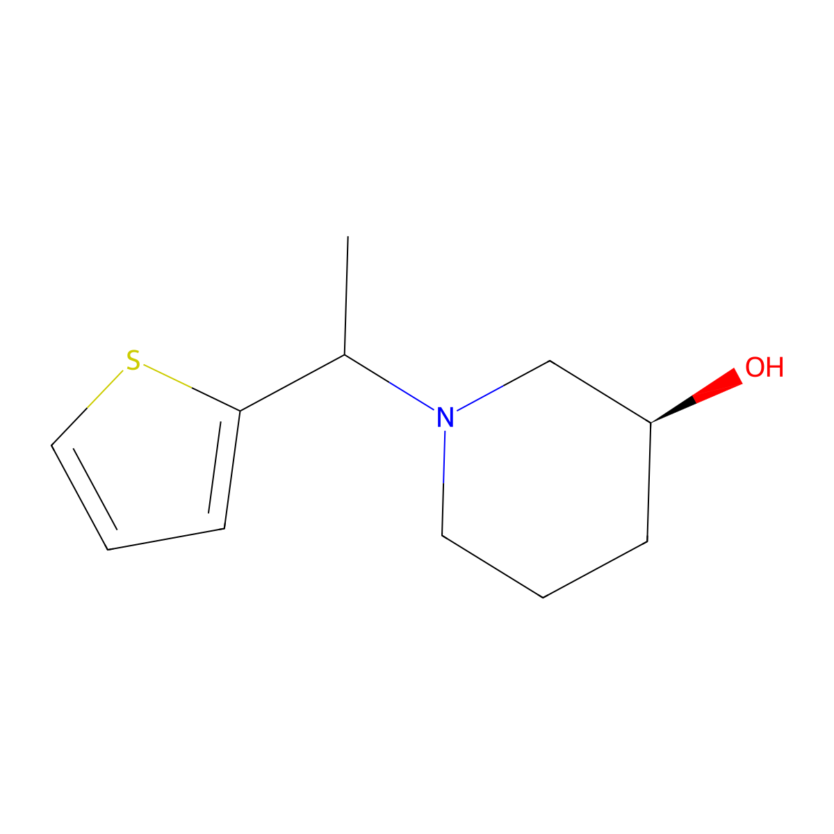 (3S)-1-(1-(thiophen-2-yl)ethyl)piperidin-3-ol molecular structure, CAS 1421057-90-0