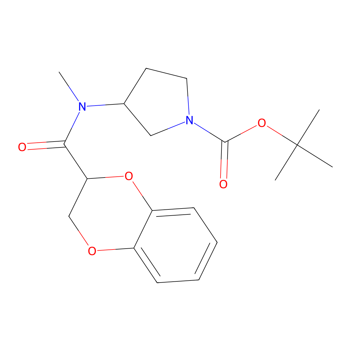 (3S)-tert-butyl-3-(N-methyl-2,3-dihydrobenzo[b][1,4]dioxine-2-carboxamido)pyrrolidine-1-carboxylate molecular structure, CAS 1421058-17-4
