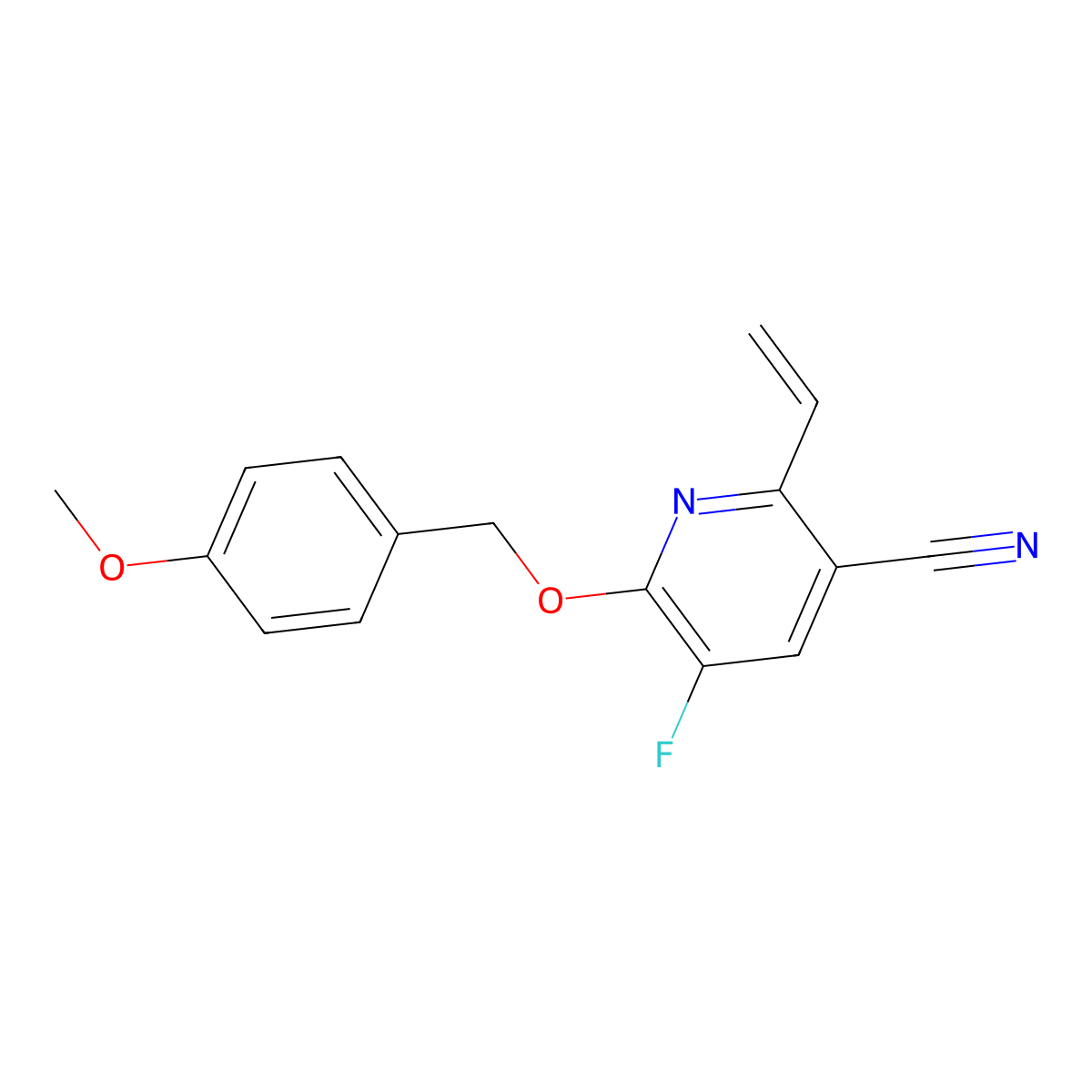 5-Fluoro-6-((4-methoxybenzyl)oxy)-2-vinylnicotinonitrile molecular structure, CAS 1421066-28-5
