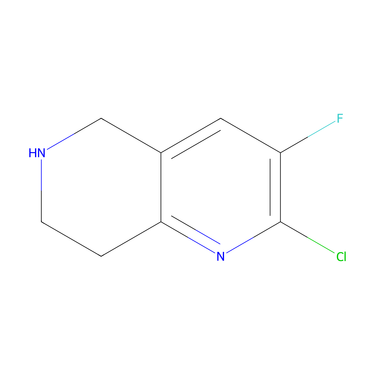 2-Chloro-3-fluoro-5,6,7,8-tetrahydro-1,6-naphthyridine molecular structure, CAS 1421066-32-1