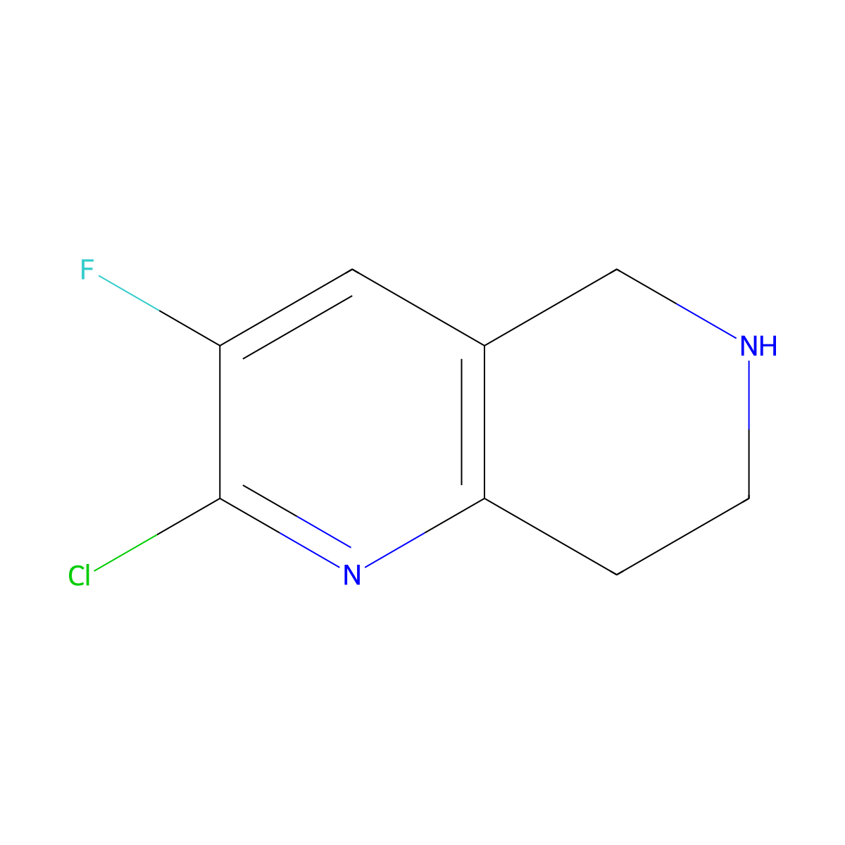 2-Chloro-3-fluoro-5,6,7,8-tetrahydro-1,6-naphthyridine molecular structure, CAS 1421066-32-1