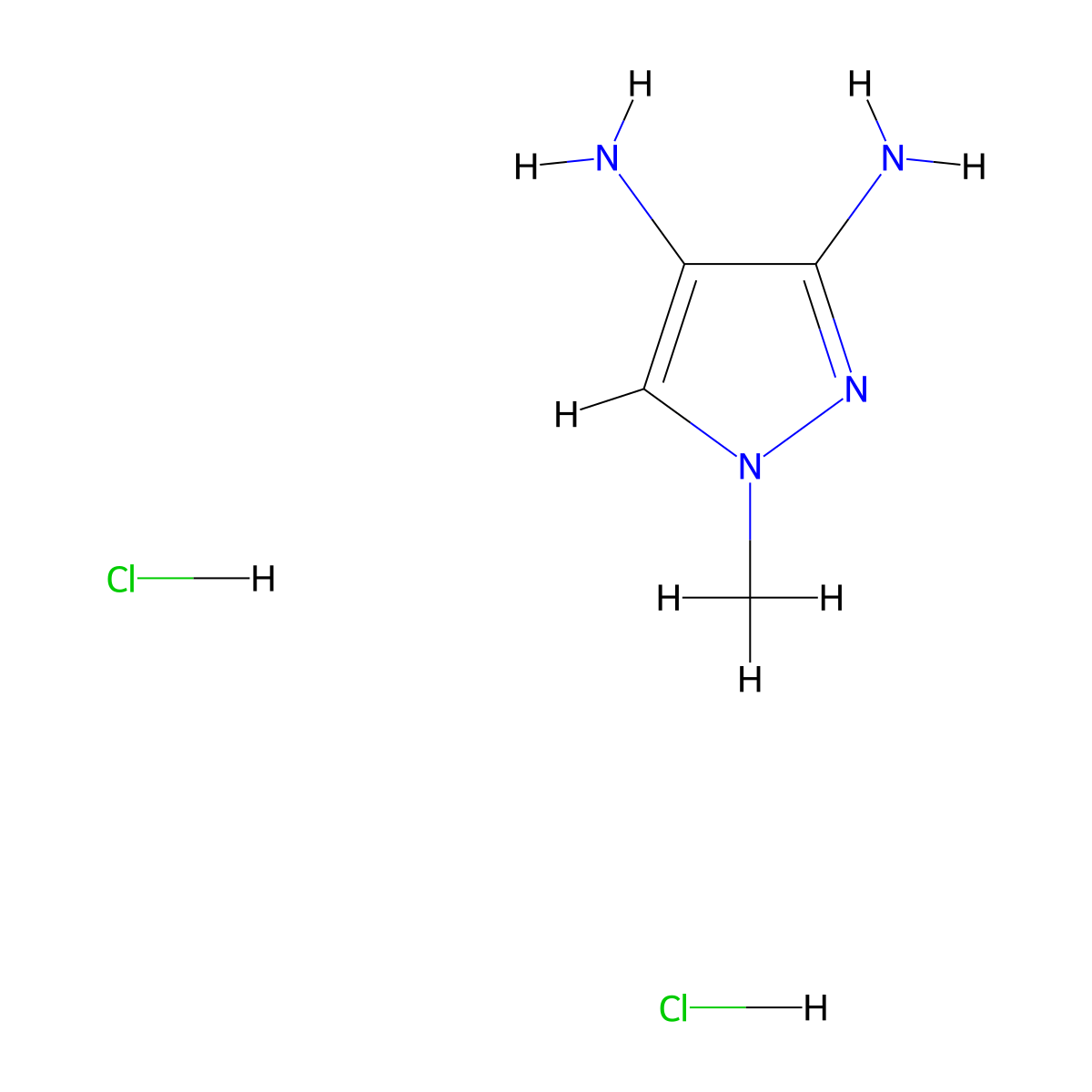 1-Methyl-1H-pyrazole-3,4-diamine dihydrochloride molecular structure, CAS 142109-60-2