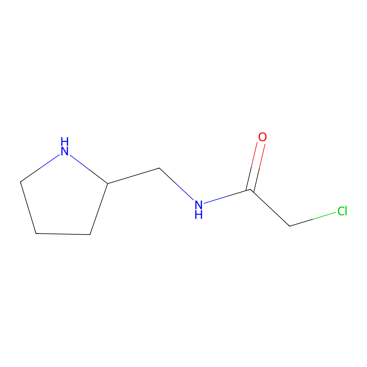 2-chloro-N-(pyrrolidin-2-ylmethyl)acetamide molecular structure, CAS 1421099-08-2