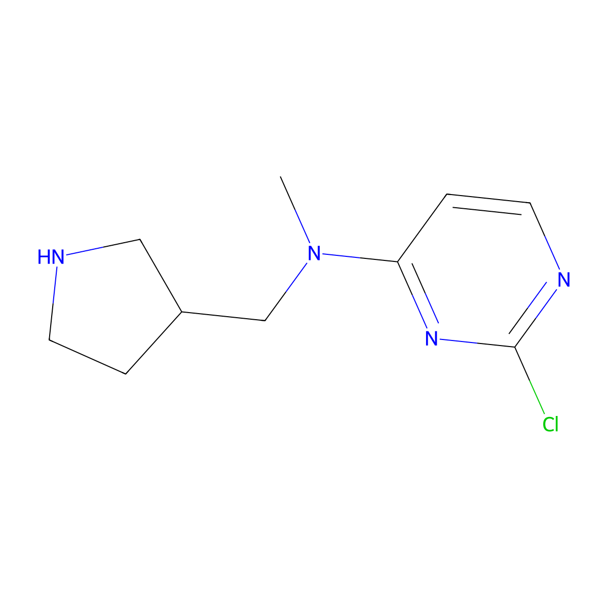 2-chloro-N-methyl-N-[(pyrrolidin-3-yl)methyl]pyrimidin-4-amine molecular structure, CAS 1421099-21-9