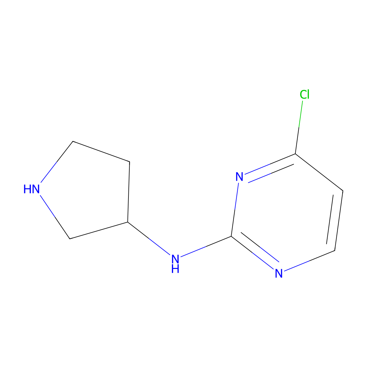 4-chloro-N-(pyrrolidin-3-yl)pyrimidin-2-amine molecular structure, CAS 1421101-46-3