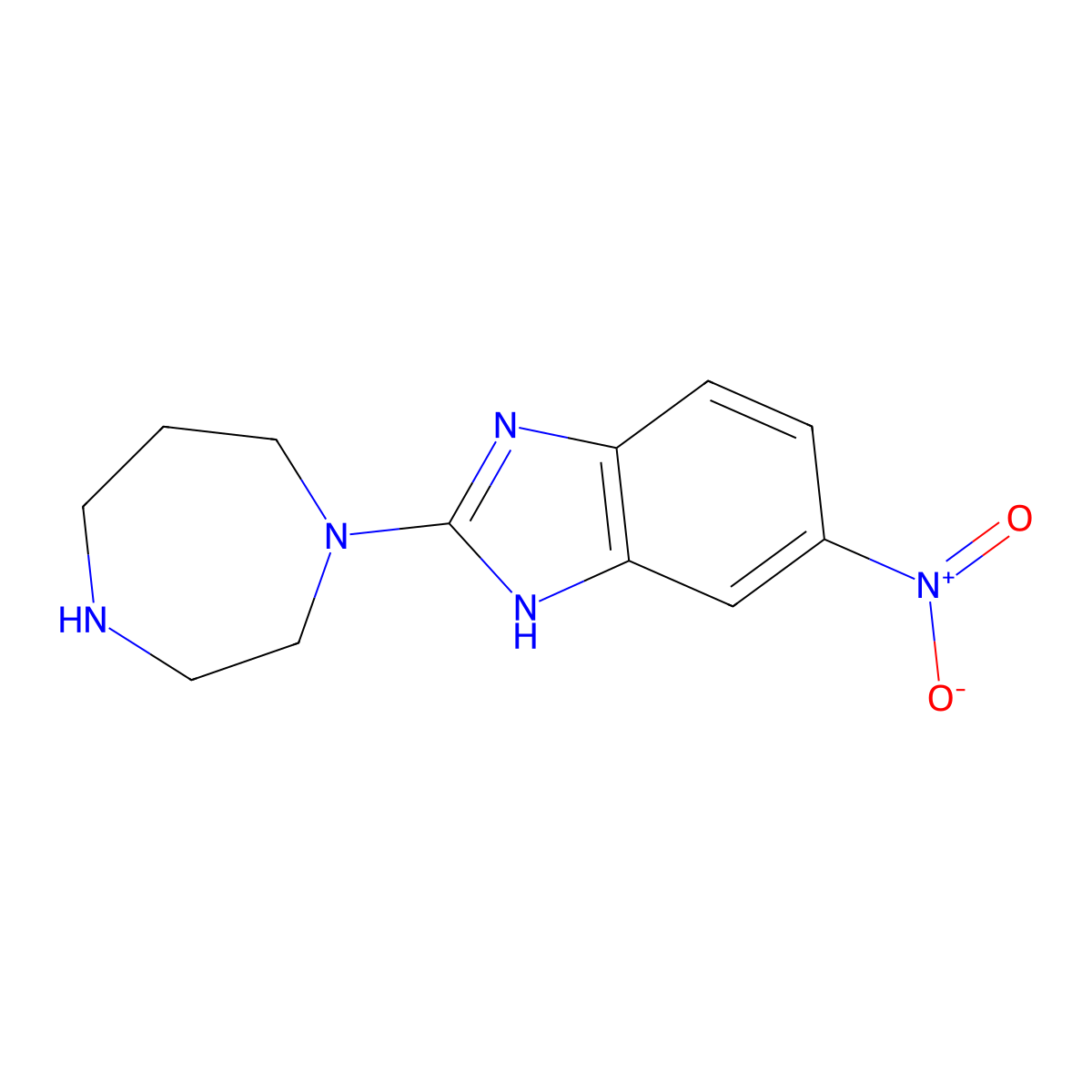 2-(1,4-Diazepan-1-yl)-5-nitro-1H-1,3-benzodiazole molecular structure, CAS 1421102-83-1
