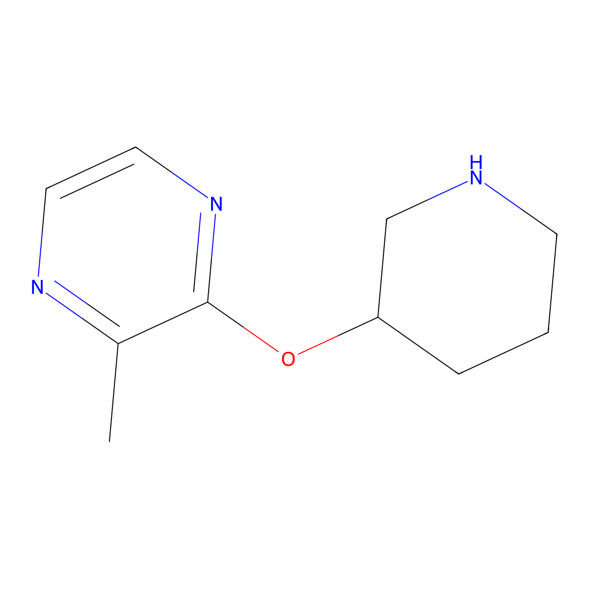 2-Methyl-3-(piperidin-3-yloxy)pyrazine molecular structure, CAS 1421106-09-3