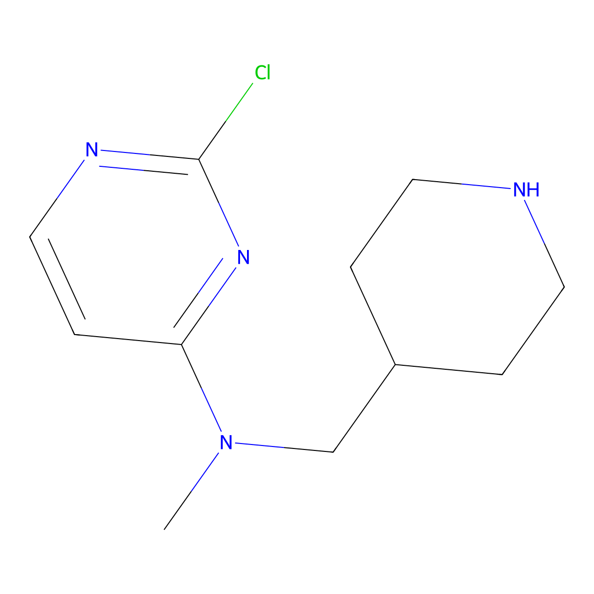 2-chloro-N-methyl-N-[(piperidin-4-yl)methyl]pyrimidin-4-amine molecular structure, CAS 1421107-55-2