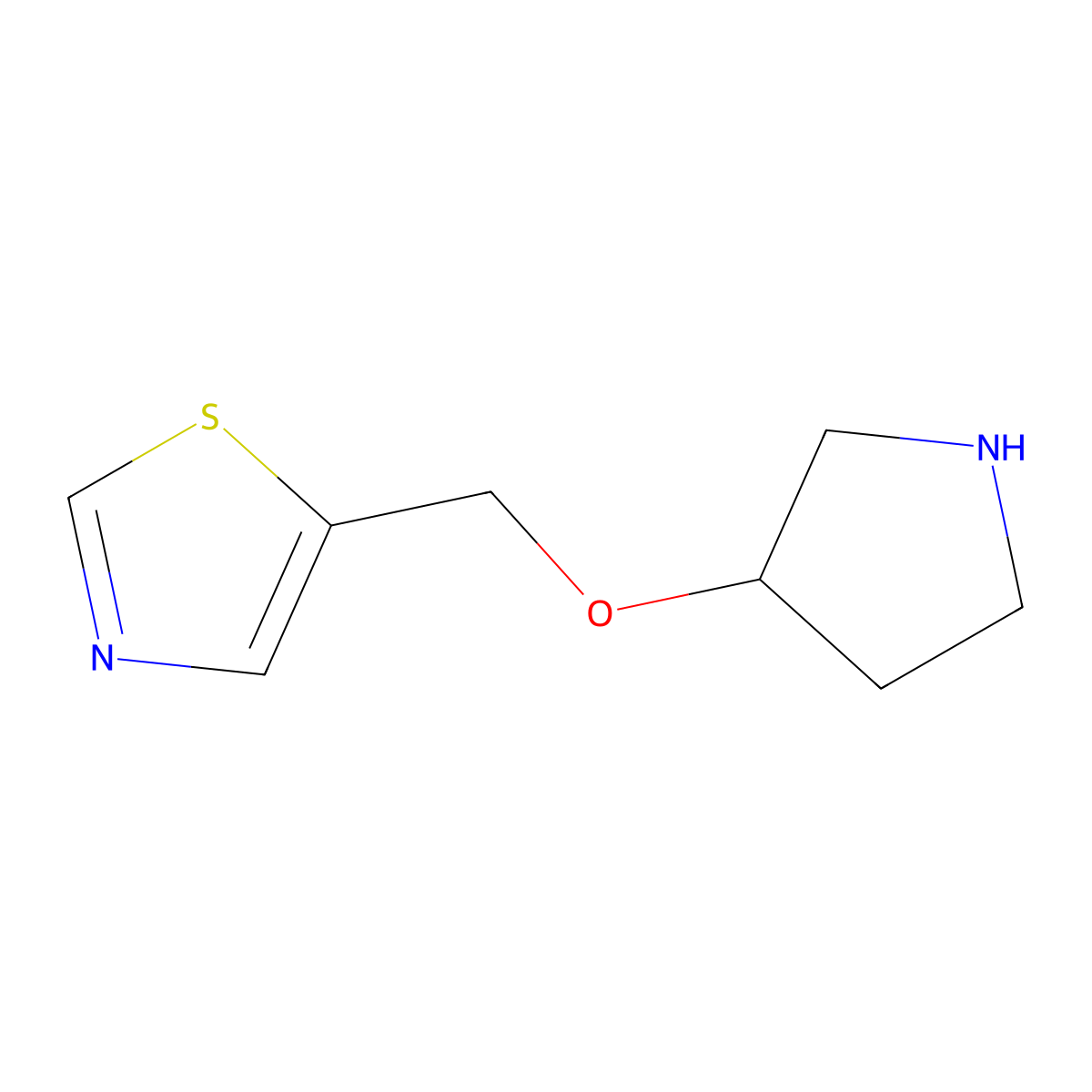 5-[(Pyrrolidin-3-yloxy)methyl]-1,3-thiazole molecular structure, CAS 1421114-62-6