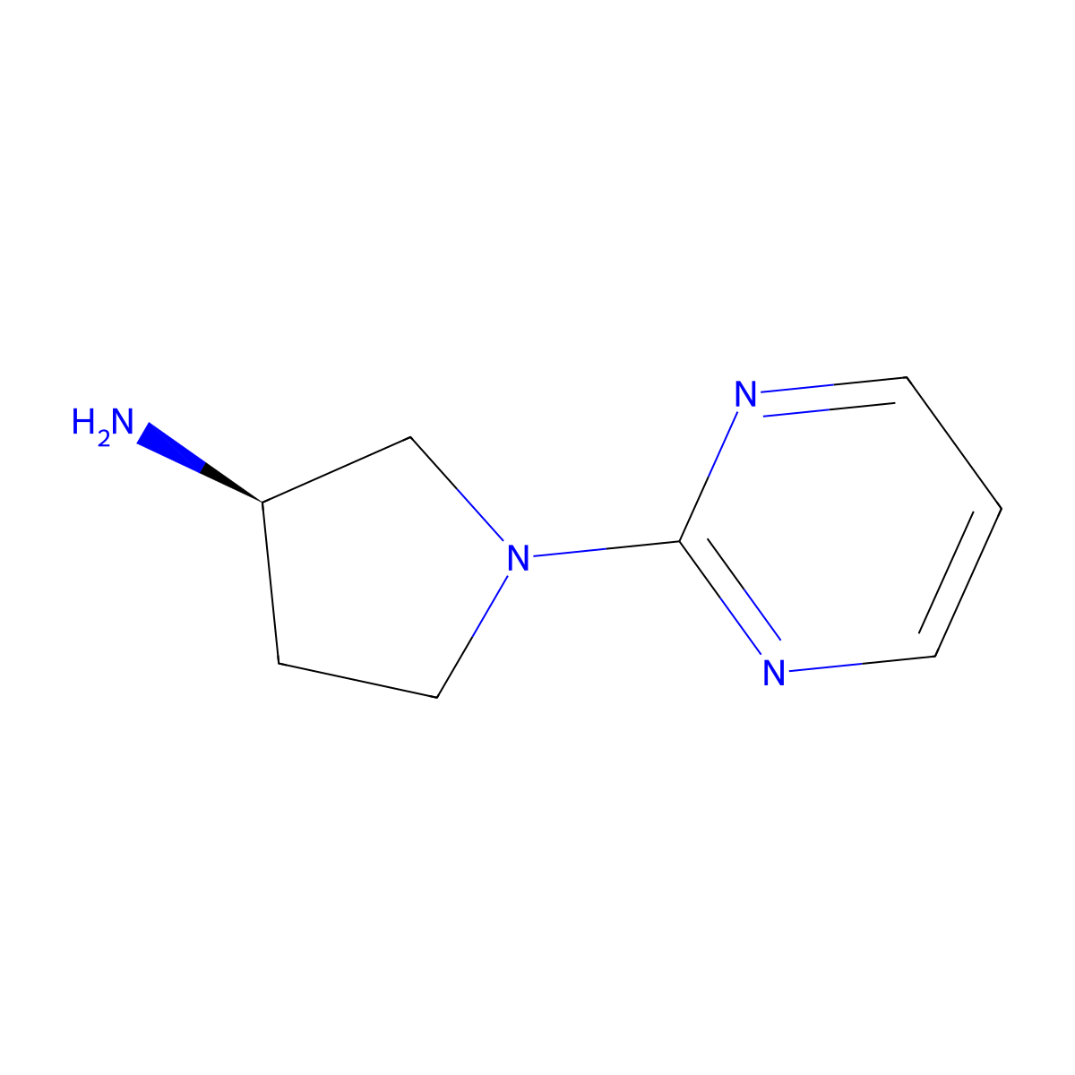 (R)-1-(Pyrimidin-2-yl)pyrrolidin-3-amine molecular structure, CAS 1421121-27-8