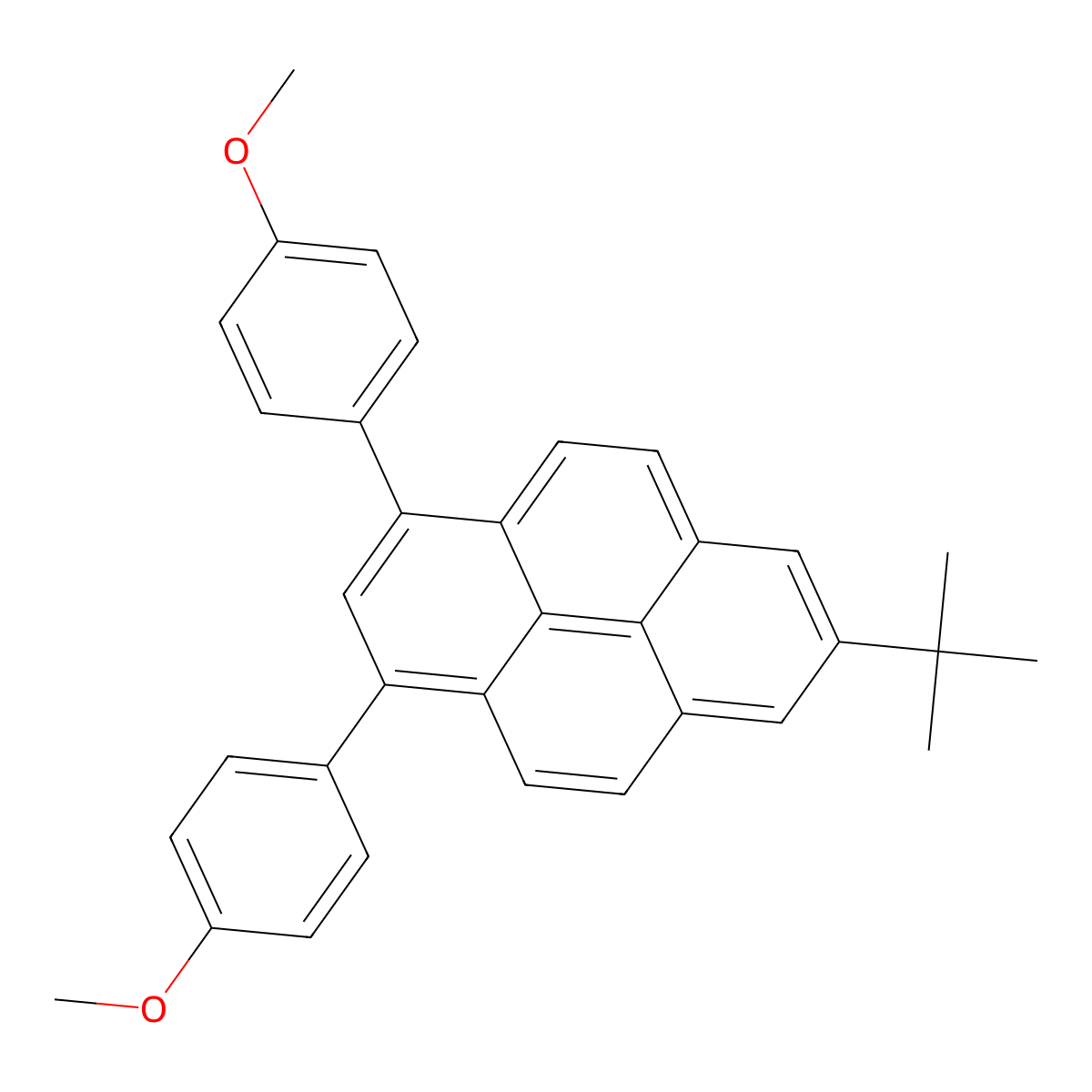 7-Tert-butyl-1,3-bis(4-methoxyphenyl)pyrene molecular structure, CAS 1421130-58-6