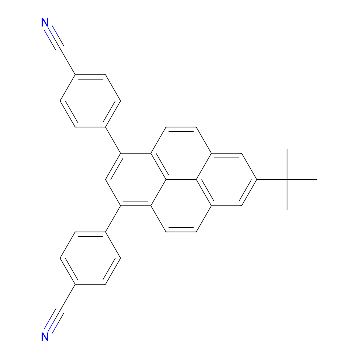 4-[7-Tert-butyl-3-(4-cyanophenyl)pyren-1-yl]benzonitrile molecular structure, CAS 1421130-59-7