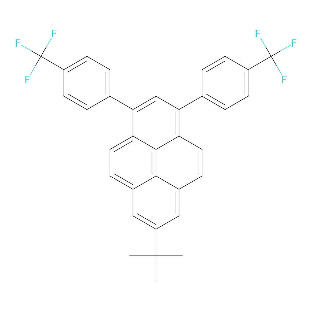 1,3-Bis[4-(trifluoromethyl)phenyl]-7-tert-butylpyrene molecular structure, CAS 1421130-60-0