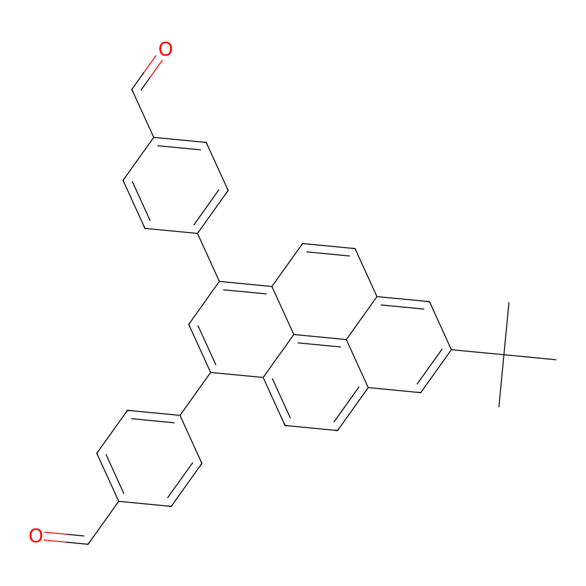 4-[7-Tert-butyl-3-(4-formylphenyl)pyren-1-yl]benzaldehyde molecular structure, CAS 1421130-61-1