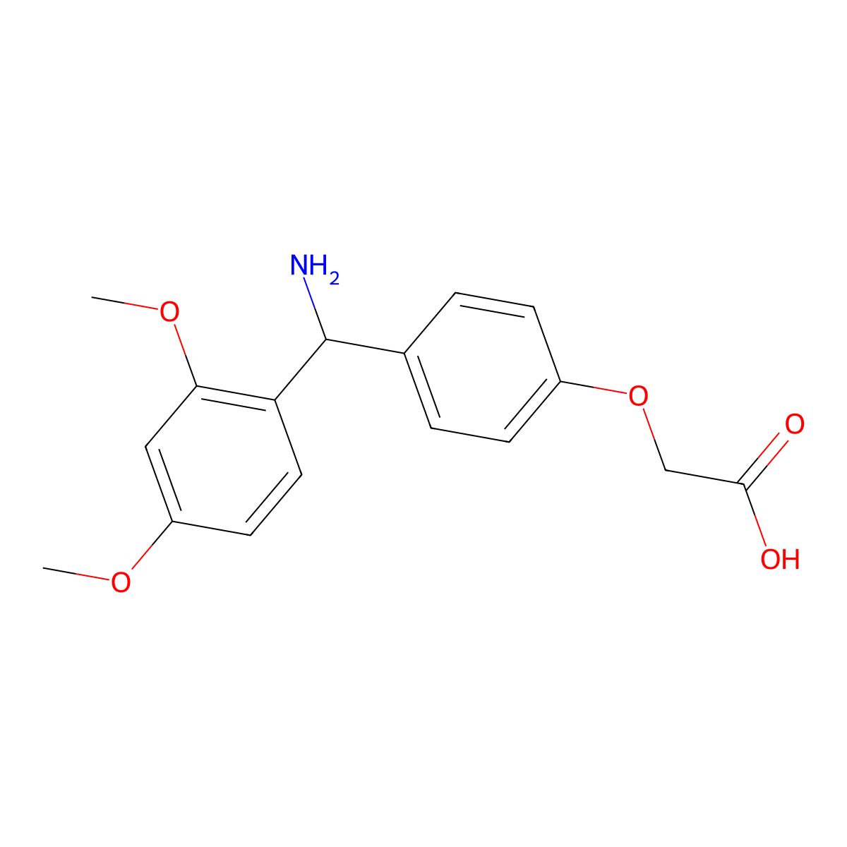 Acetic acid, [4-[amino(2,4-dimethoxyphenyl)methyl]phenoxy]- molecular structure, CAS 142115-01-3