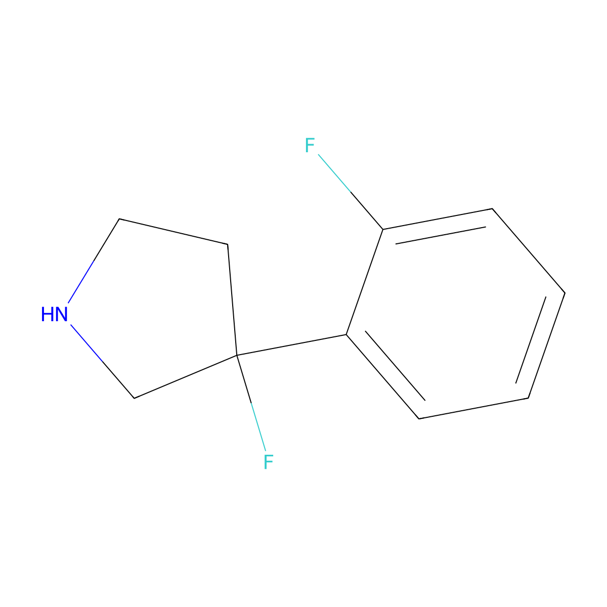 3-Fluoro-3-(2-fluorophenyl)pyrrolidine molecular structure, CAS 1421160-46-4