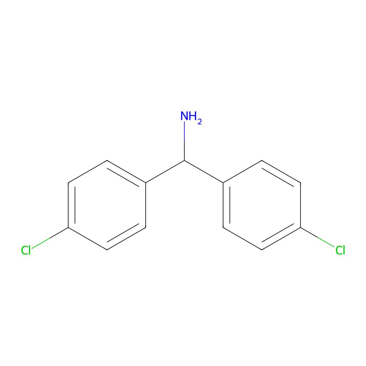 4-Chloro-alpha-(4-chlorophenyl)benzenemethanamine molecular structure, CAS 14212-38-5