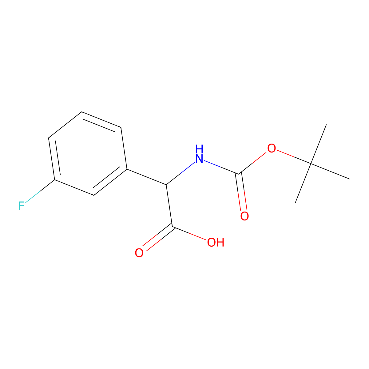tert-Butoxycarbonylamino-(3-fluoro-phenyl)-acetic acid molecular structure, CAS 142121-94-6