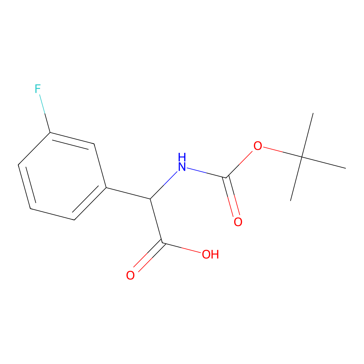 tert-Butoxycarbonylamino-(3-fluoro-phenyl)-acetic acid molecular structure, CAS 142121-94-6