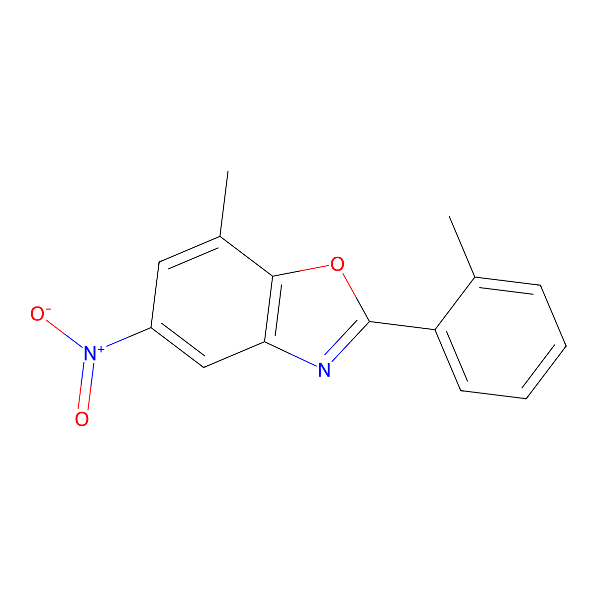 7-Methyl-2-(2-methylphenyl)-5-nitro-1,3-benzoxazole molecular structure, CAS 1421241-38-4