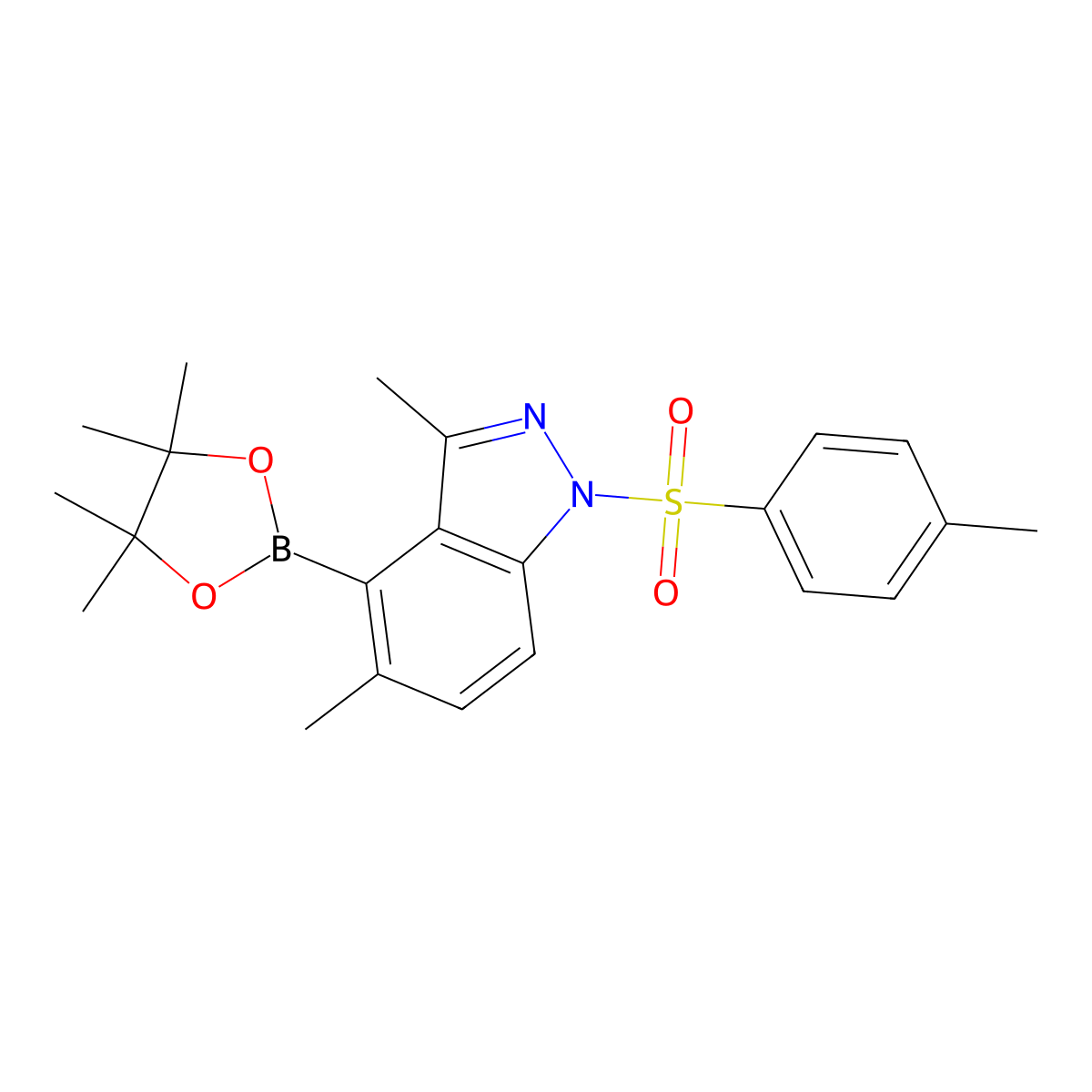 3,5-dimethyl-4-(4,4,5,5-tetramethyl-1,3,2-dioxaborolan-2-yl)-1-tosyl-1H-indazole molecular structure, CAS 1421252-90-5