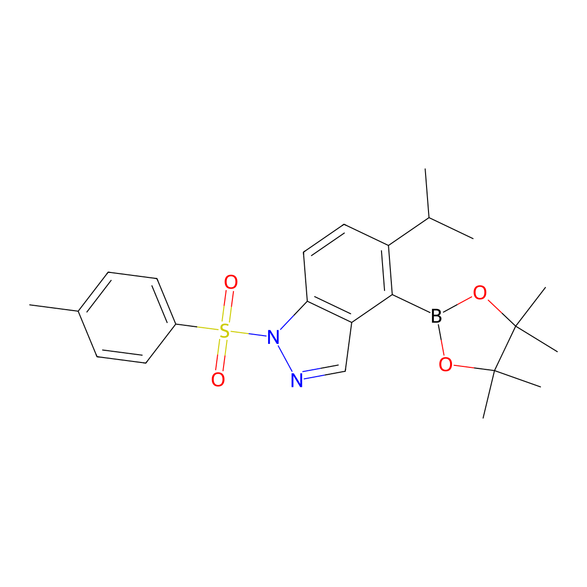5-Isopropyl-4-(4,4,5,5-tetramethyl-1,3,2-dioxaborolan-2-yl)-1-tosyl-1H-indazole molecular structure, CAS 1421252-94-9