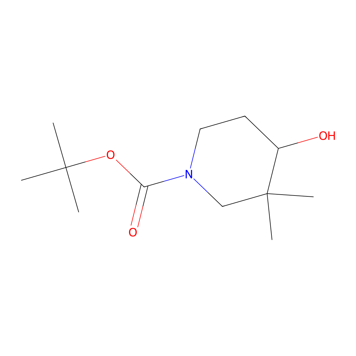 tert-butyl (4S)-4-hydroxy-3,3-dimethyl-piperidine-1-carboxylate molecular structure, CAS 1421252-97-2