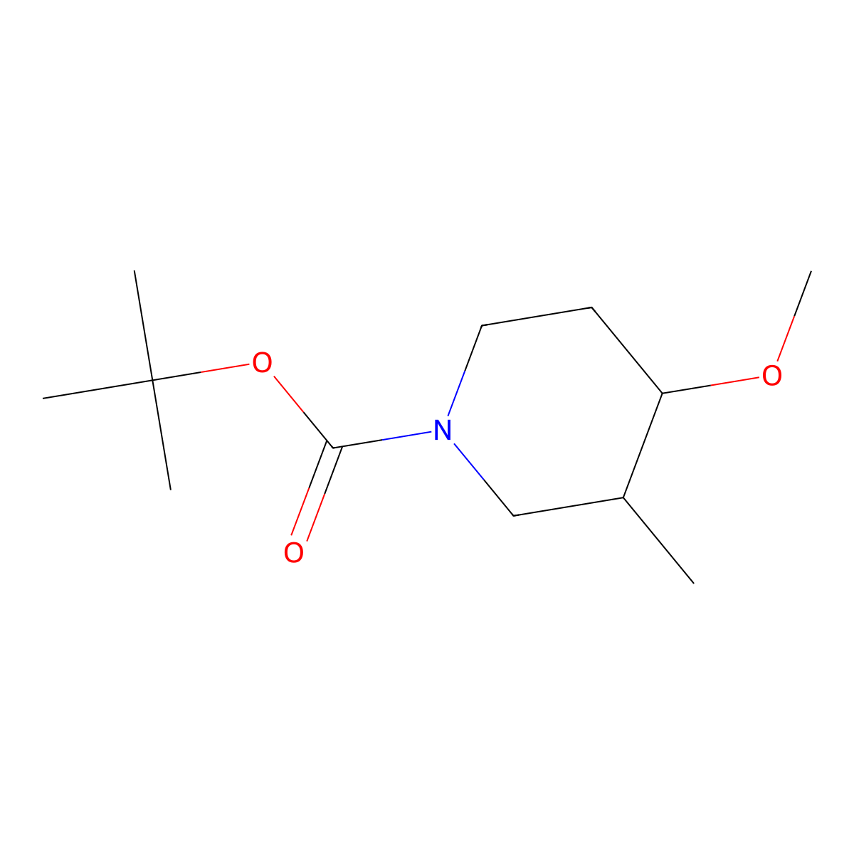 (3R,4S)-3-methyl-4-methoxyl-N-Boc-piperidine molecular structure, CAS 1421253-15-7