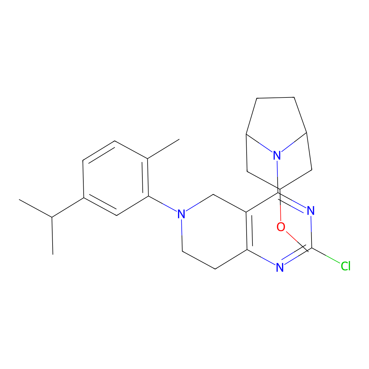 8-Azabicyclo[3.2.1]octane, 8-[2-chloro-5,6,7,8-tetrahydro-6-[2-methyl-5-(1-methylethyl)phenyl]pyrido[4,3-d]pyrimidin-4-yl]-3-methoxy- molecular structure, CAS 1421253-42-0