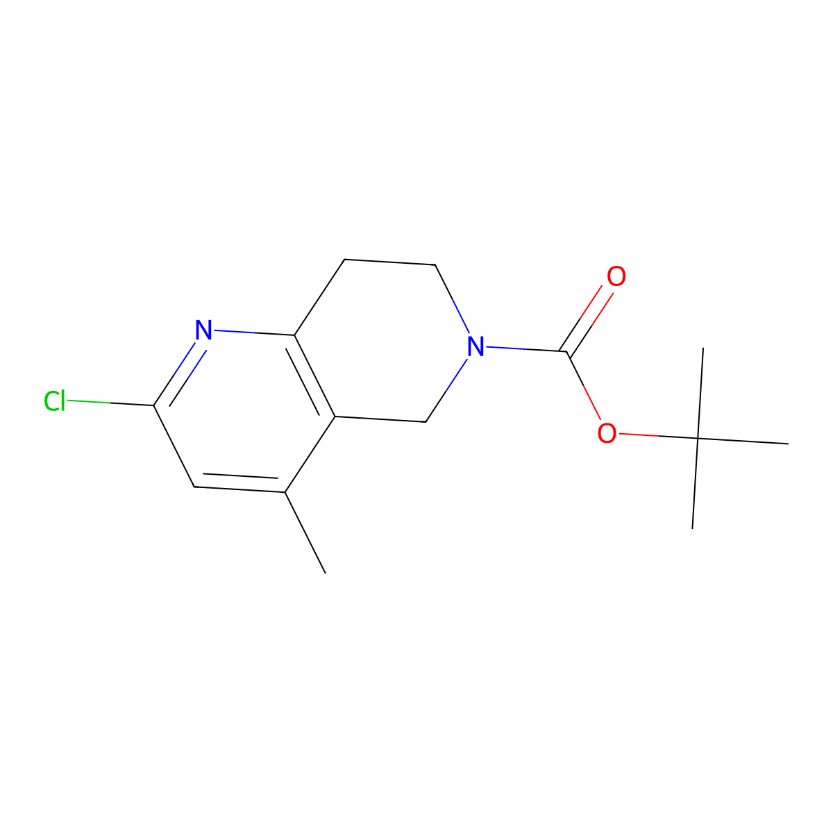 tert-butyl 2-chloro-4-methyl-7,8-dihydro-1,6-naphthyridine-6(5H)-carboxylate molecular structure, CAS 1421254-01-4