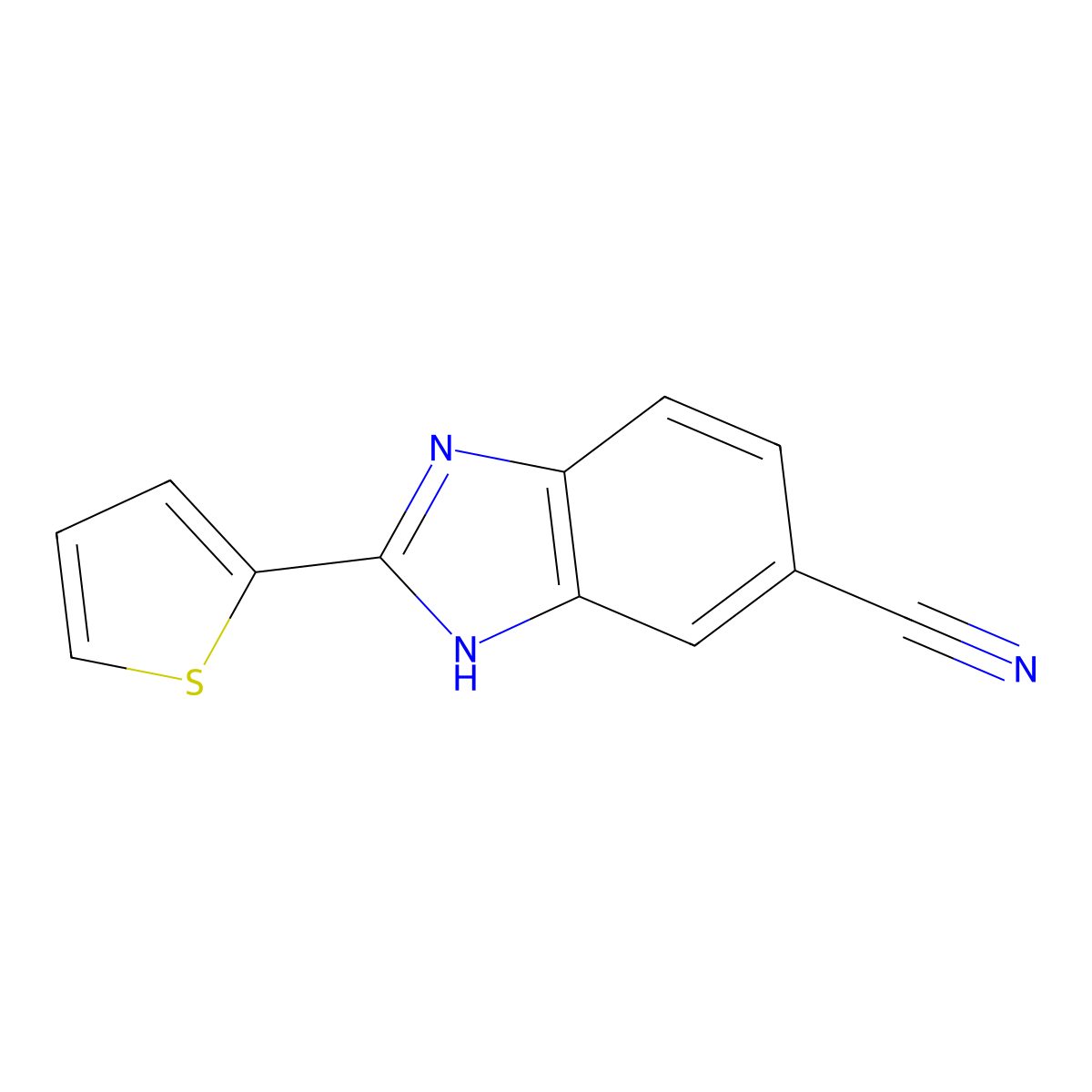 2-(Thiophen-2-yl)-1H-benzo[d]imidazole-6-carbonitrile molecular structure, CAS 1421261-89-3