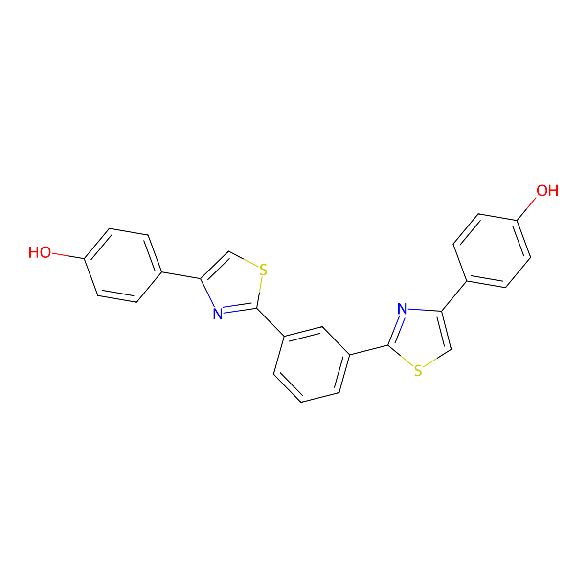 1,3-Bis[4-(4-hydroxyphenyl)-2-thiazolyl]benzene molecular structure, CAS 1421262-08-9