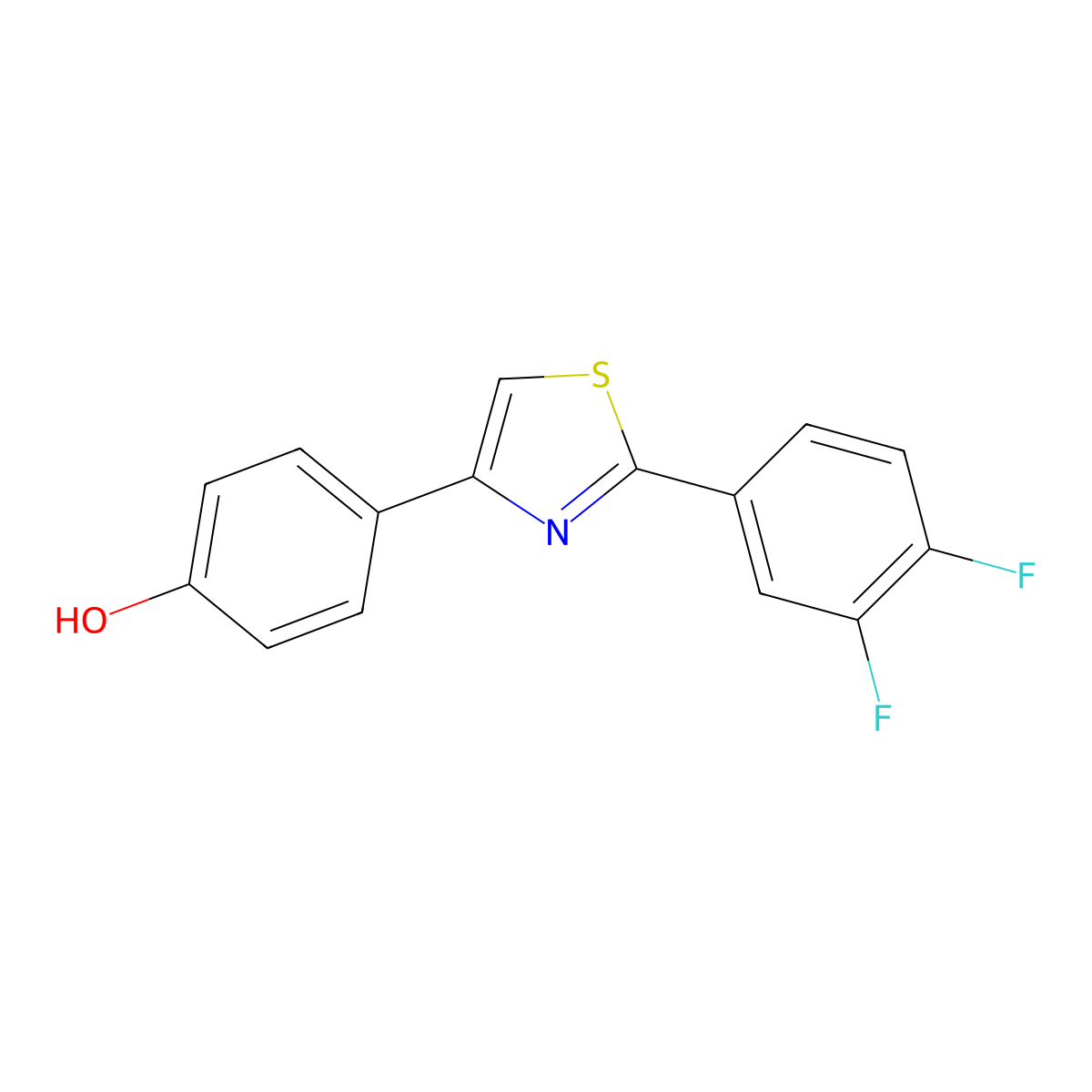 4-(2-(3,4-Difluorophenyl)thiazol-4-yl)phenol molecular structure, CAS 1421263-04-8
