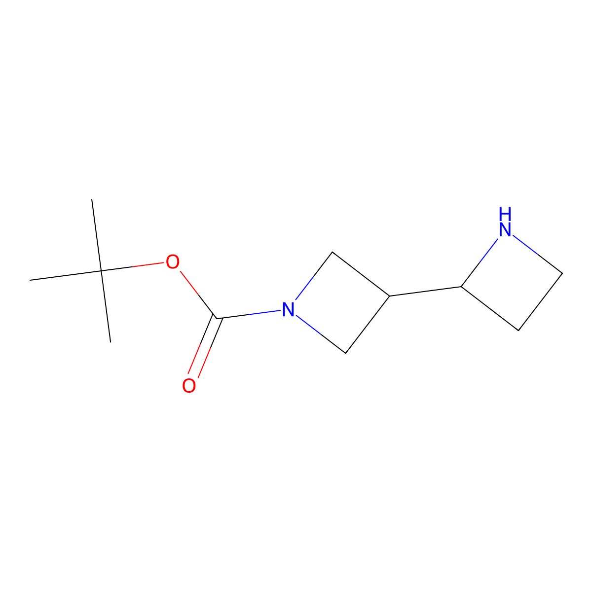 Tert-butyl 3-(azetidin-2-yl)azetidine-1-carboxylate molecular structure, CAS 1421263-40-2