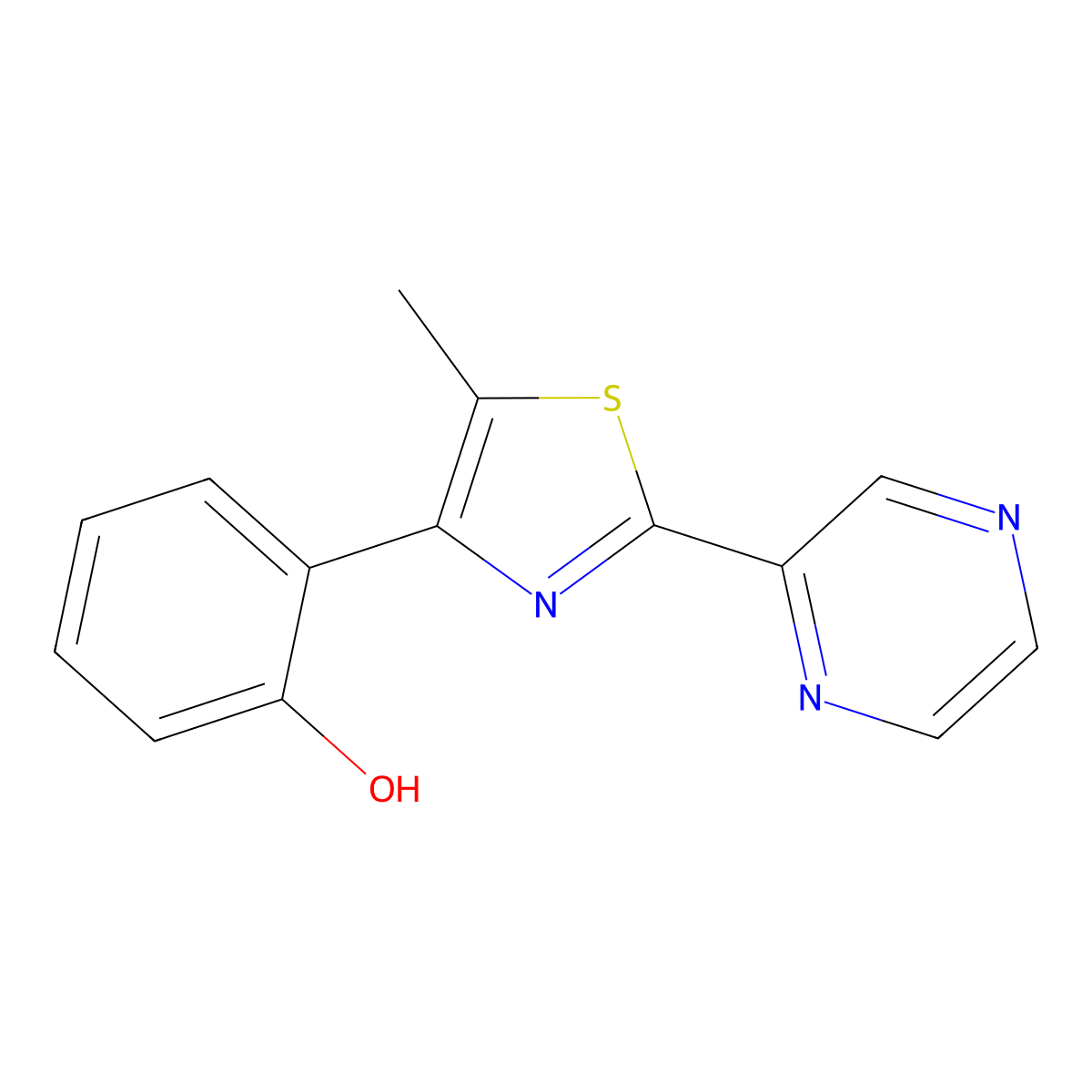 4-(2-Hydroxyphenyl)-5-methyl-2-(2-pyrazinyl)-thiazole molecular structure, CAS 1421263-79-7