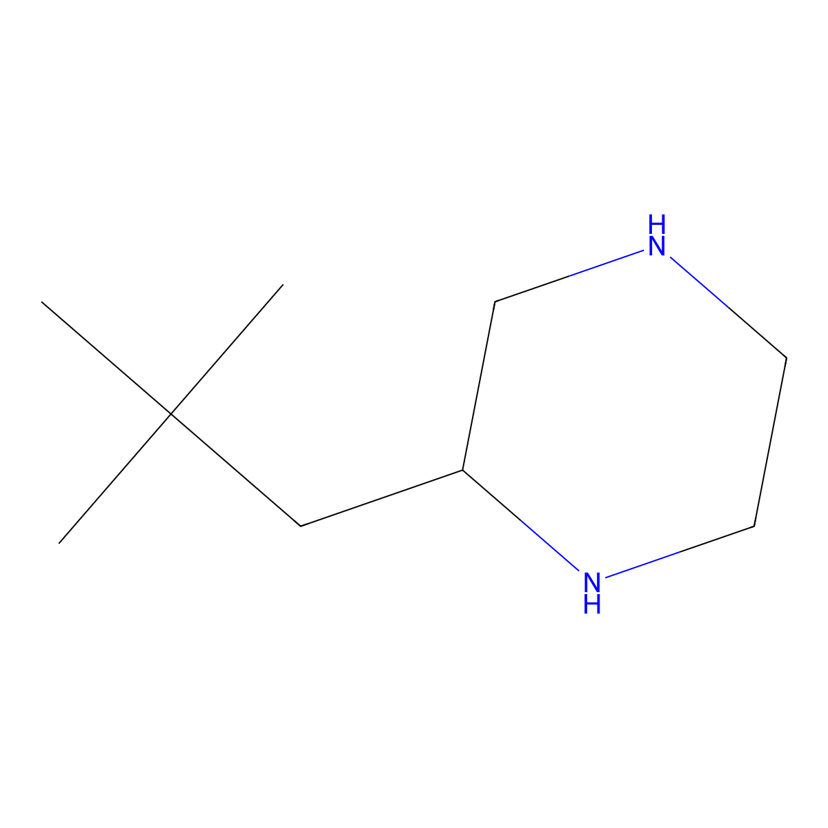 2-(2,2-Dimethylpropyl)piperazine molecular structure, CAS 1421265-85-1