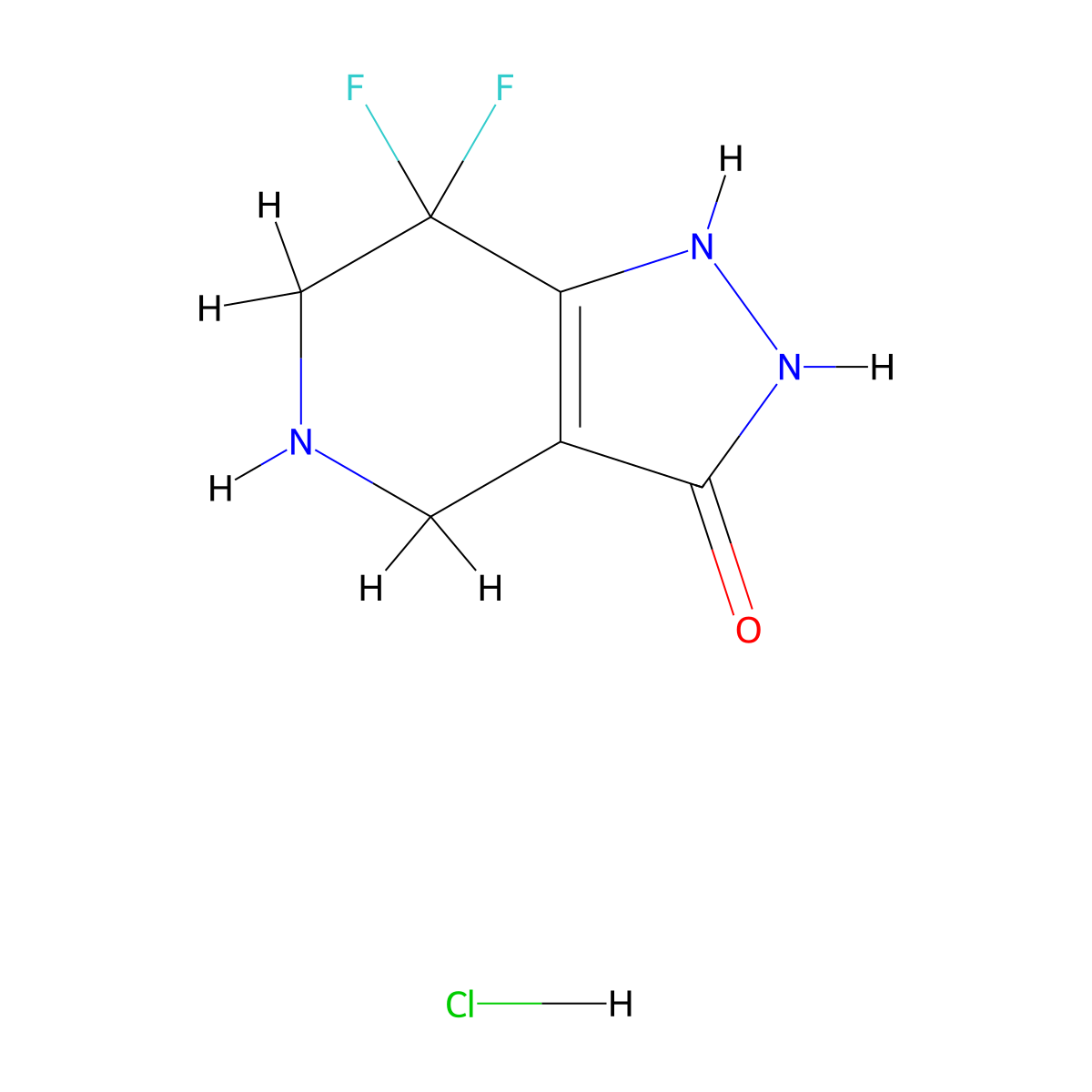 7,7-difluoro-1H,4H,5H,6H,7H-pyrazolo(4,3-c)pyridin-3-ol hydrochloride molecular structure, CAS 1421270-62-3