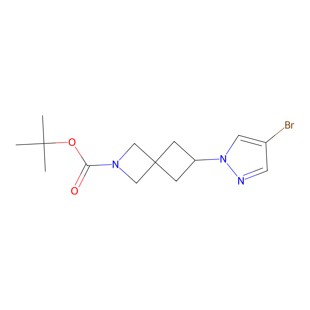 tert-butyl 6-(4-bromo-1H-pyrazol-1-yl)-2-azaspiro[3.3]heptane-2-carboxylate molecular structure, CAS 1421270-70-3