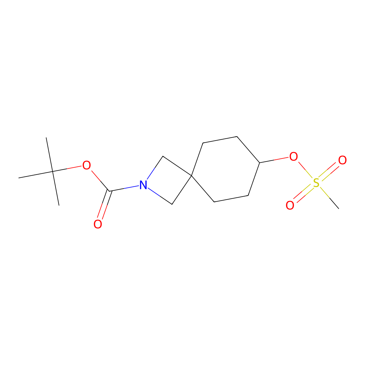 Tert-butyl 7-((methylsulfonyl)oxy)-2-azaspiro[3.5]nonane-2-carboxylate molecular structure, CAS 1421270-78-1