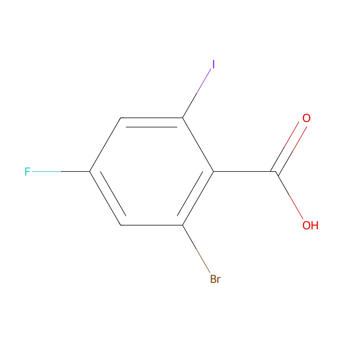 2-Bromo-4-fluoro-6-iodobenzoic acid molecular structure, CAS 1421275-39-9