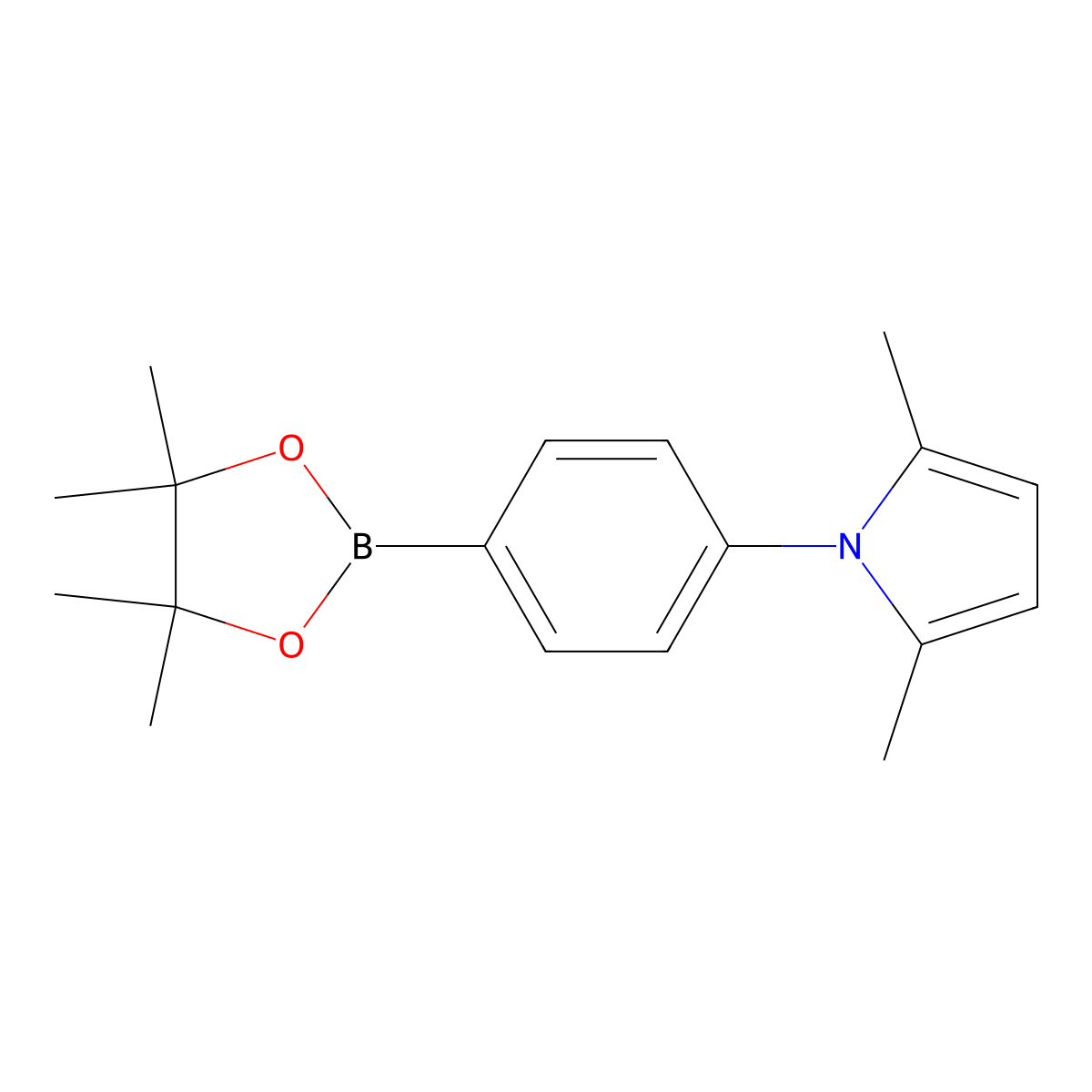 4,4,5,5-Tetramethyl-2-(4-(2,5-dimethylpyrrol-1-yl)phenyl)-1,3,2-dioxaborolane molecular structure, CAS 1421275-66-2
