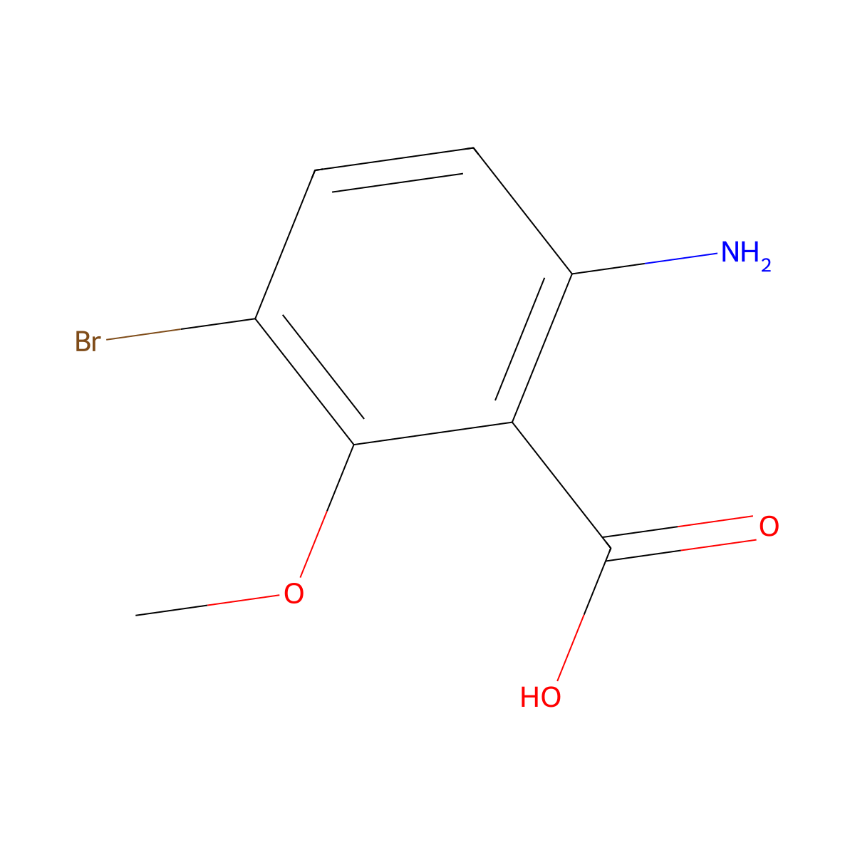 6-Amino-3-bromo-2-methoxybenzoic acid molecular structure, CAS 1421311-95-6