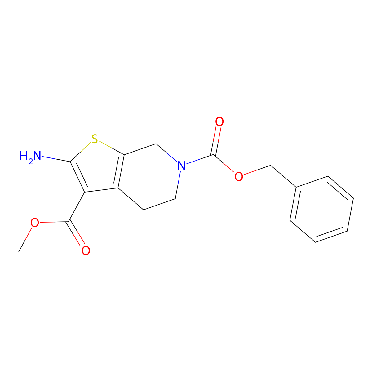 2-Amino-4,7-dihydro-5H-thieno[2,3-c]pyridine-3,6-dicarboxylic acid 6-benzyl ester 3-methyl ester molecular structure, CAS 1421312-16-4
